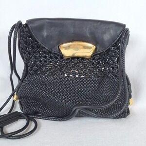3.1 Phillip Lim Womens ID Petite Soft Shoulder Woven Macrame Leather Bag Black